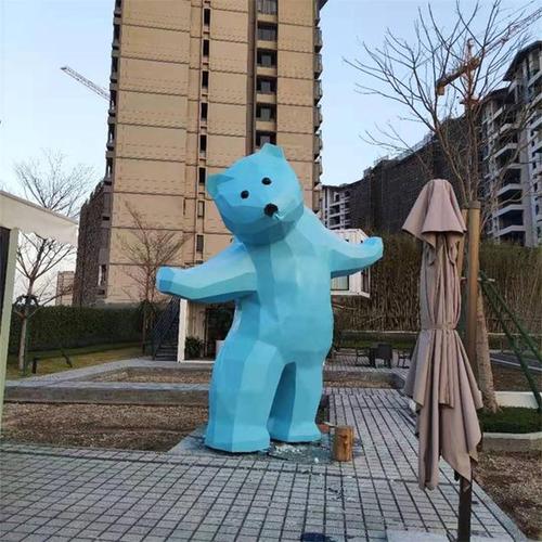 广东厂家直邮不锈钢卡通动物雕塑  酒店商场金属网红暴力熊工厂